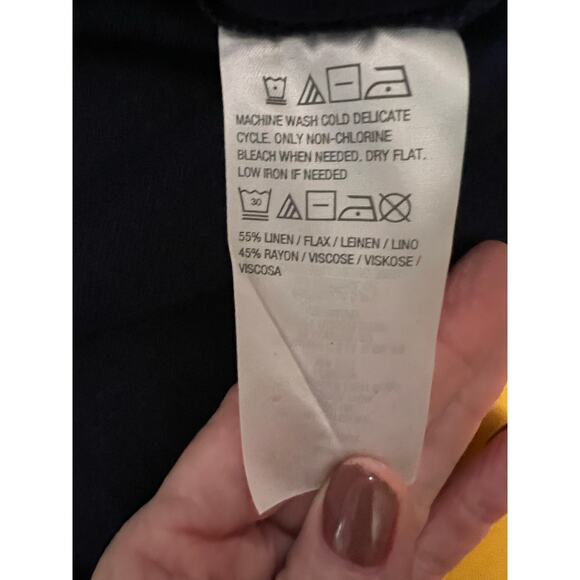 Susan Graver Pure Linen Blend Long Sleeve Button-Up Shirt Navy Women's 2XP NWOT - Picture 6 of 7